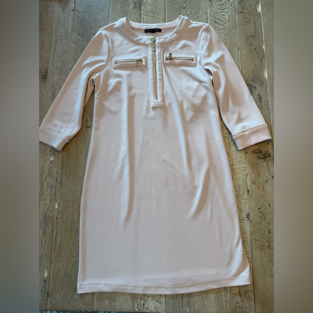 Boston Proper Light Pink 3/4 Sleeve Shift Dress M